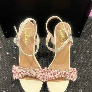 Lulu's Cream Heels with Floral Bow